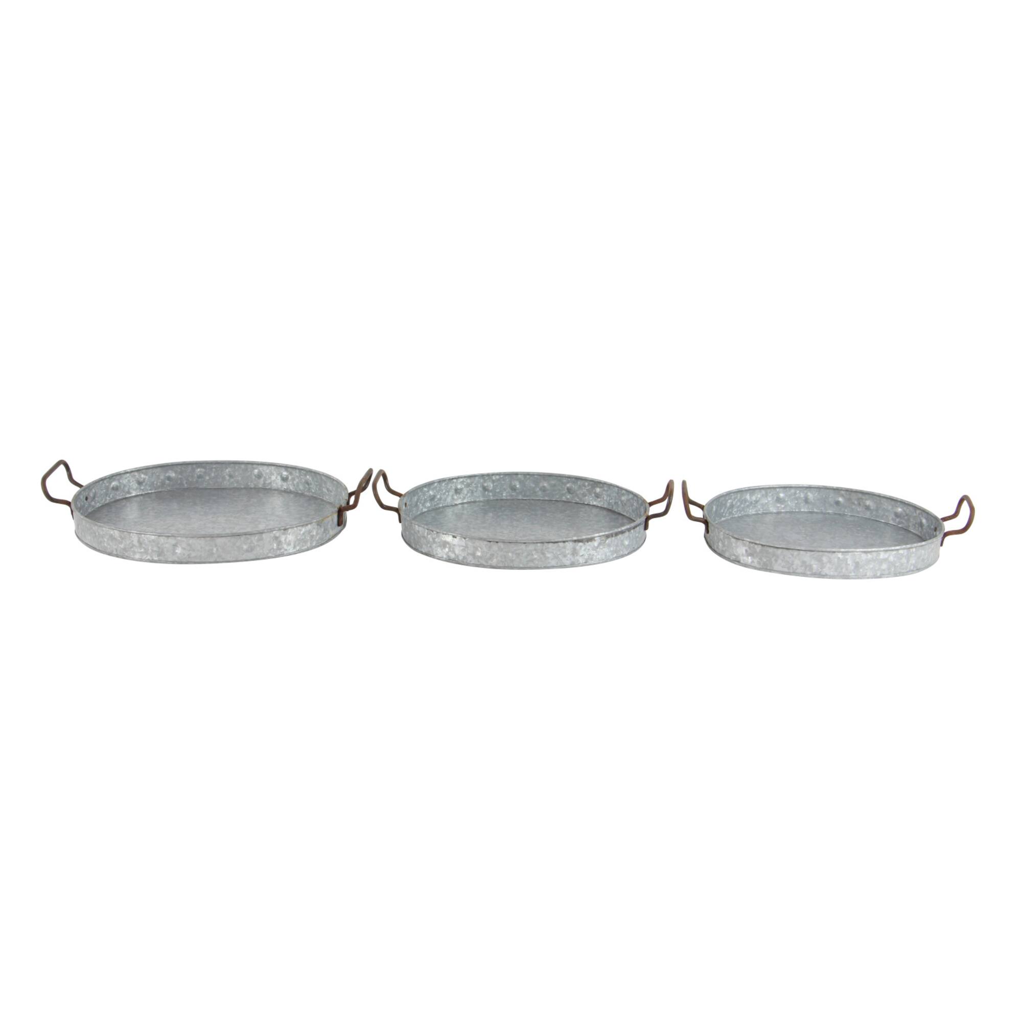 Grey Metal Farmhouse Tray Set